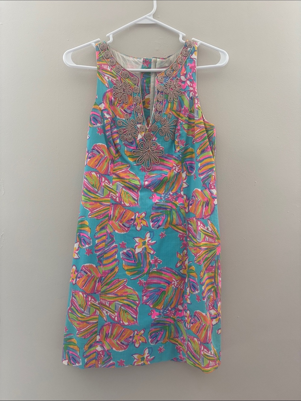 Lilly Pulitzer Turquoise Tropical Shift Dress with Multicolor Print